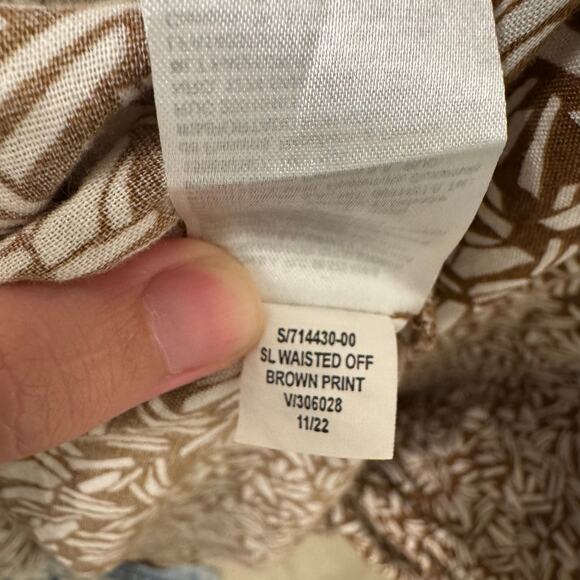 Old Navy Sleeveless Ruffle Smocked Waist Maxi Dress Tropical Beach Brown White - Picture 5 of 7